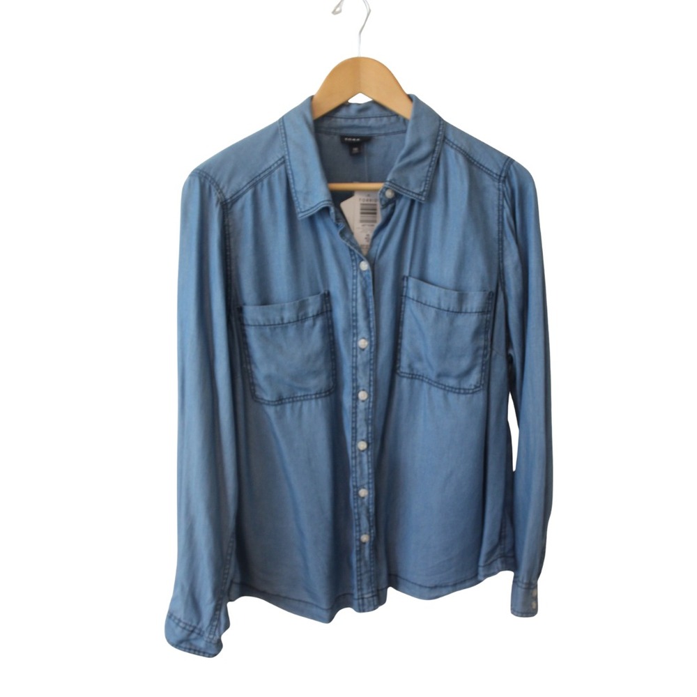 Torrid‎ Chambray Top Blue Button Shirt 00 (10-12)